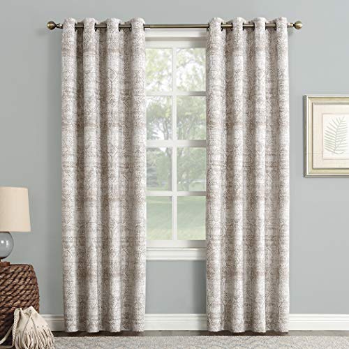 "Sun Zero Darren Woven Jacquard Eyelet Blackout Curtains Camel 50"" x 84"""