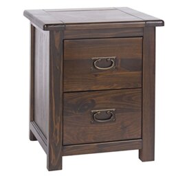 Home Source Denver Bedside Cabinet, Solid Pine 2 Drawer Side Lamp Table Nightstand