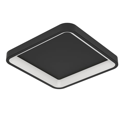 Eglo Connect.z Smart-Home LED Ceiling Light Fixture Loretello-Z, dimmable lamp, ZigBee, Matter, app & Voice Control Alexa, Warm to Cool White, RGB, Black, 35x35 cm