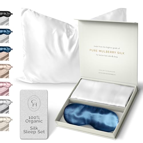 Mulberry Silk Pillowcase Set - Queen Size, Midnight Blue Sleep Mask Included