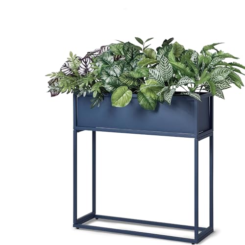 "Cocoyard Elevated Planter Box - 28 Inch Durable Raised Garen Bed for Herbs and Flowers - Tall Rectangular Planter for Indoor Plants & Backyard Gardening (Navy, 28"" H)"