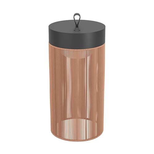 Eglo Wireless Table lamp Garvardo, LED Bedside lamp, Rechargeable dimmable Lighting, Black Aluminium, Textile Orange