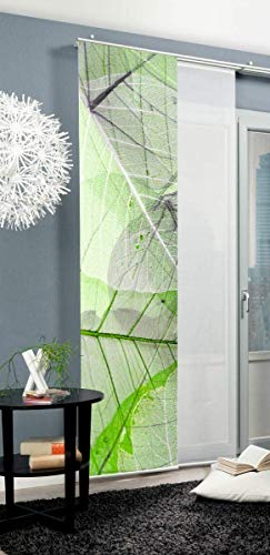 Home Fashion Sliding Panel Curtain BLATTARI, Polyester, Green, 245 x 60 cm