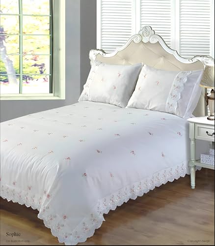 Rapport Home Sophie Floral Ruffled Single Duvet Cover Set - white Polycotton Bedding with 1 Pillowcase, Machine Washable