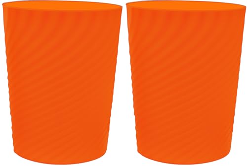 DAJITRE 1.8 Gallon Small Trash Can Wastebasket Recycling Bin Slim Profile for Compact Spaces Bathroom, Office, Bedroom, Kitchen (1.8 Gallon-2pack, Orange)
