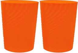 DAJITRE 1.8 Gallon Small Trash Can Wastebasket Recycling Bin Slim Profile for Compact Spaces Bathroom, Office, Bedroom, Kitchen (1.8 Gallon-2pack, Orange)