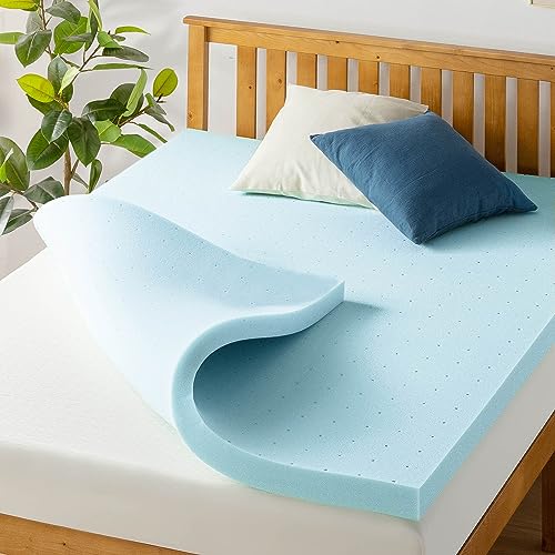 Best Price Mattress 3 Inch Ventilated Memory Foam Mattress Topper, Cooling Gel Infusion, CertiPUR-US Certified, Dorm Essentials, King