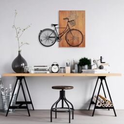 Elegant Decorative Wooden Wall Accessory, 70 x 88 cm, 100% Wood & Metal, Walnut & Black, Unique Design, Perfect for Home Decor & Modern Spaces