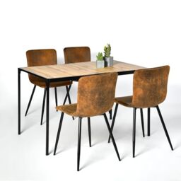 39F Furniture Dream Rectangular Dining Set with 4 Chairs - Set of 4 Chairs with Kitchen Table and Dining Room