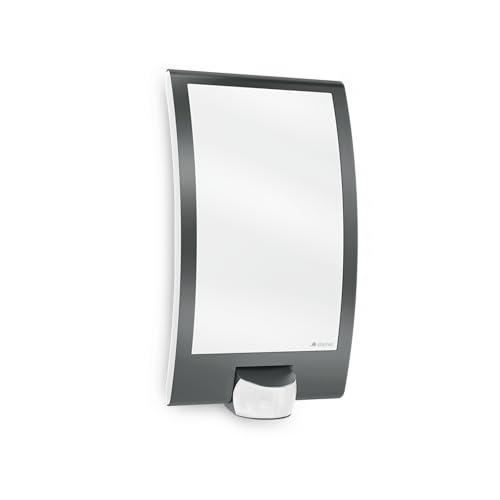 Steinel Outdoor Wall Light L 22 S Anthracite, Motion Sensor Light, 180° Motion Detector, 10 m Range, Stainless Steel Porch Light, max. 60 W, E27