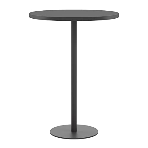 Office Hippo Circular Bar Table, Sturdy & Robust High Office Table, Stylish Work Table For Home Office, Ideal For Reception Area & Breakout Room, High Table Desk, 5 Year Guarantee - Black / Black