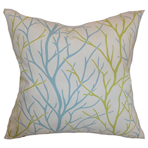The Pillow Collection Fderik Trees Cushion Cover, Cotton, Aqua, 2865 x 2865 x 999 cm