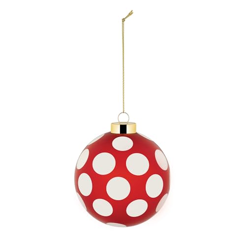 Alessi Delight NZ04 3, Christmas Tree Bauble, in Blown Glass, Diameter 9 cm, Red, White, Gold
