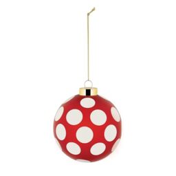 Alessi Delight NZ04 3, Christmas Tree Bauble, in Blown Glass, Diameter 9 cm, Red, White, Gold