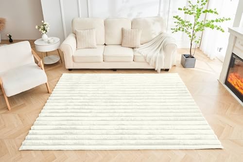 GC GAVENO CAVAILIA Faux Fur Fleece Area Rugs For Living Room Bedroom, Dining Room, Office - Indoor Outdoor Washable Rug Non Slip Floor Mat - Thick Pile Carpet Runner Fluffy Shaggy Rug, 120x170 Cm