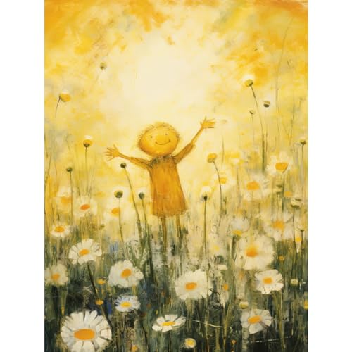 Artery8 Sunshine Happiness and Flowers Everywhere Simple Kids Bedroom Nursery Artwork Extra Large XL Wall Art Poster Print