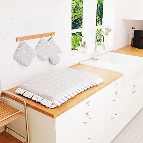 PETTI Artigiani Italiani hob Cover, Grey Hearts, 1pz Coprifornello 48x73 cm