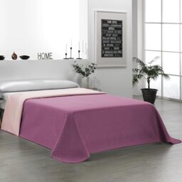 Martina Home Reversible Bouti Bedspread 100% Polyester Aubergine Salmon Bed 150 cm