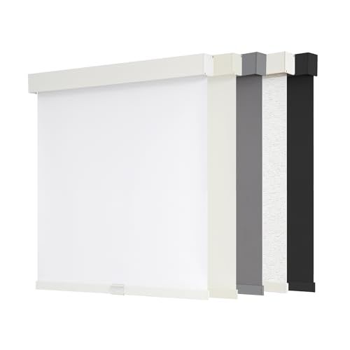 "AOSKY Blackout Roller Shades Cordless Blinds for Windows, Free-Stop Shades with Valance, Thermal Insulated Fabric, UV Protection, Natural Woven Blinds for Home and Office (30"" W x 72"" H, White)"