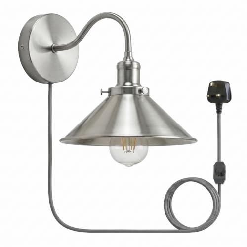 LEDSone Wall Light with Switch, Plug in Wall Spot Lamps E27 Adjustable