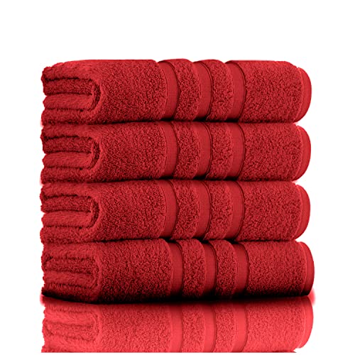 GC GAVENO CAVAILIA 100% Ringspun Cotton Bath Towels, Luxury 550 GSM Zero Twist Towel Sheets, Red, 50x80 Hand Towel
