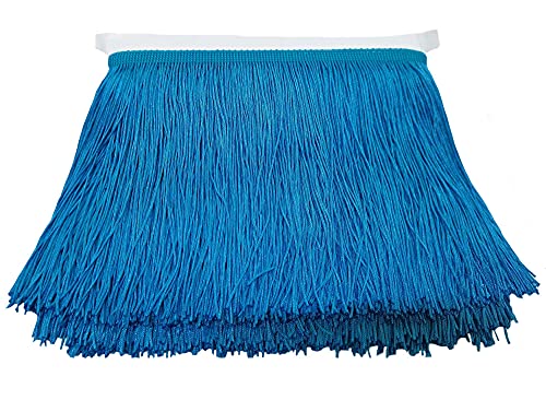 "Lauthen.S 10 Yards of 6"" Chainette Fringe Trim Tassel Sewing Trim for DIY Craft Latin Dress Lamp Shade Decoration Blue"