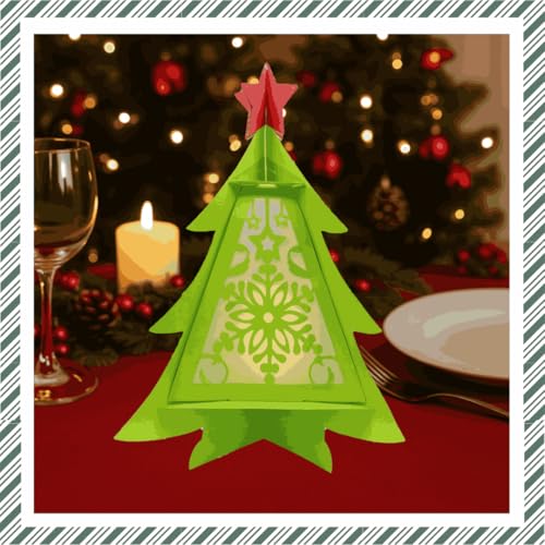 CrafTreat Christmas Tree Paper Lantern DIY Craft Kit - Easy to Assemble Reusable Christmas Paper Lantern Decoration - Festive Holiday Home D??cor & Handmade Gift Idea