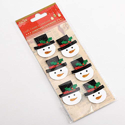 Italian Options Glitter Snowman Faces Christmas Craft Decorations (Pack of 6)