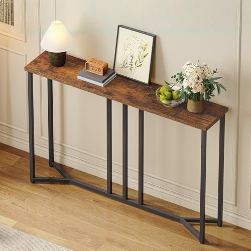 YITAHOME Console Table for Hallway, Slim Behind Sofa Table for Living Room, 100cm Narrow Hallway Table, Entryway Side Tables, Small Space Multi-Use Hallway Furniture, Rustic Brown