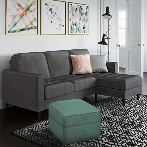 DHP Furniture Strummer Reversible Sofa, Grey, 152x207x90cm (DxWxH)