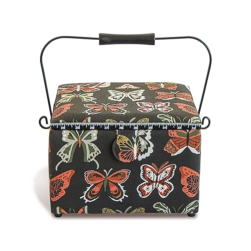 Prym 612066 Sewing Basket, Cotton, Anthracite, 260 x 260 x 190 mm