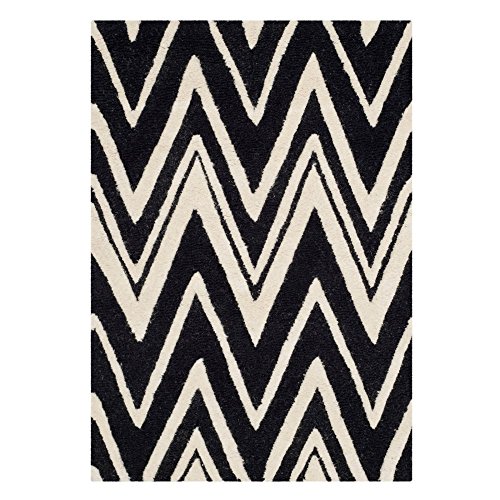 Safavieh Modern Indoor Hand Tufted Rectangle Area Rug, Cambridge Collection, CAM711, in Black / Ivory, 91 X 152 cm for Living Room, Bedroom or Any Indoor Space