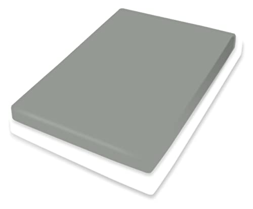 Bassetti Topper G1/764 9285320 Fitted Sheet Plain Classic Grey Cotton and Elastane 180 x 200 cm / 200 x 220 cm