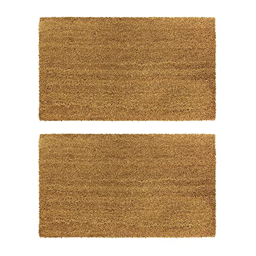 JVL Manor Plain Latex Backed Coir Doormat, 40x70cm, Pack of 2