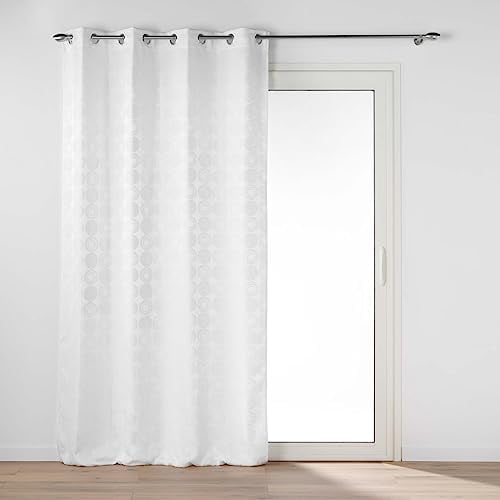Douceur d'Intérieur, Caelia Jacquard Curtain with Eyelets (140 x 260 cm) White