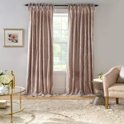 Elrene Home Fashions Korena Tie-Top Crushed Velvet Window Curtain Panel, Rustic-Chic Curtain Panel for Living Room or Bedroom, 52 Inches by 95 Inches, Taupe, 1 Panel