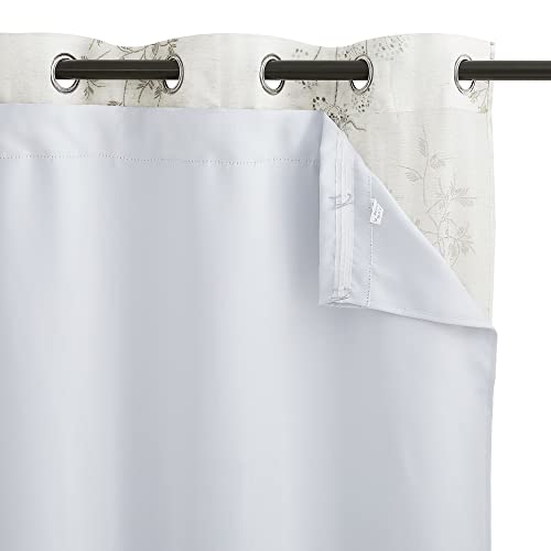"KGORGE White Blackout Curtain Liners - Thermal Insulated Rod Pocket Drapes for 95 inch Long Curtains/Bedroom Window, Hooks Included, W 27"" x L 92"" per Panel, 1 Pair, Grayish White"
