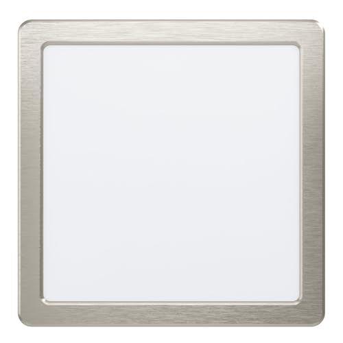 Eglo Recessed spot Light for Ceiling Fueva 5, 8.5 inches, LED Downlight Made of Steel with Luminous Plastic Surface, Flat Nickel-matt Spotlight, Shallow Installation Depth 1 inch, Neutral White