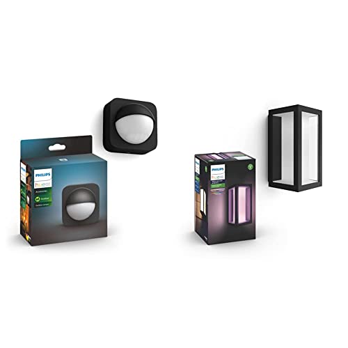 Philips Hue Outdoor Motion Sensor - Works with Alexa Impress White and Colour Ambiance LED Smart Garden Wall Light [Slim], Works with Alexa, Google Assistant and Apple Homekit