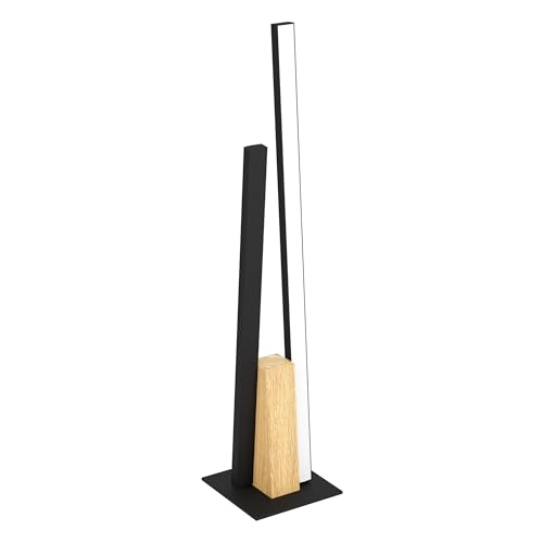 Eglo LED Bedside lamp Panagria, Minimalist Side Table Light, FSC100HB, Decorative Living Room and Bedroom Lighting Made of Aluminium, Steel and Wood in Black and Brown, Warm White