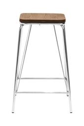 Premier Housewares Bar Stool, Counter Height Stools, Metal & elmwood, w42 x d42 x h62cm - Silver