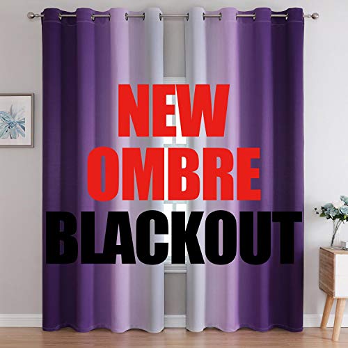G2000 Blackout Curtains & Drapes for Bedroom Living Room 84 Inches Long Purple and Greyish White Room Darkening Window Treatments Ombre Thermal Insulated Light Blocking Grommet Backdrop 2 Panels Set