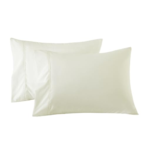 WINLIFE 100% Cotton Pillowcases 1000 Thread Count Pillow Cases Pillow Cover Set of 2 (King, Cream)