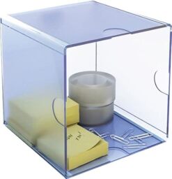 m-office Kali Modular Stackable Organizer Made in Transparent Polystyrene with 1 Hollow Compartment (Transparent Blue)