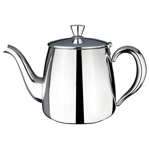 Caf?? Ol?? Premium Teapot, 3-4 Cups/ 2-3 Mugs/ 34oz / 995ml, Stainless Steel - Classic Teapot Design with Mirror Finish, Perfect Pour Spout