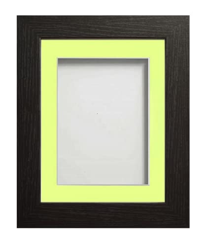 Frame Company Watson Black Picture Photo Frame fitted with Perspex, 8x6 inch with Lemon Bon Bon Mount for image size 6x4 inch