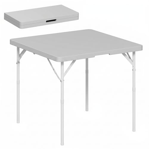 Outsunny 3ft Folding Camping Table, Heavy Duty Picnic Table with 2 Adjustable Height for Indoor Outdoor Garden, Party, BBQ, Dark Grey