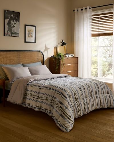 Night Lark Coverless Duvet and Pillowcase Set, Autumn Collection – Coverless Duvet King Size 10.5 Tog with Advanced Smartfil® Fibre, Machine Washable, Hypoallergenic – Scandi Stripe, King Bed Size