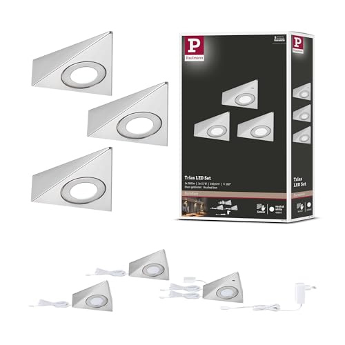 Paulmann Triassic 92126 LED Under Cabinet with Proximity Sensor Kit 34000K 2.7W 135x132mm 185lm Brushed Steel Surface Mounted Light for Furniture