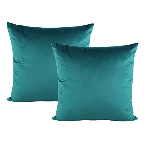VAKADO Teal Velvet Cushion Cpvers 20x20 Inch Soft Solid Throw Pillow Covers Decorative Square Home Decor for Couch Sofa Bedroom Car Set of 2